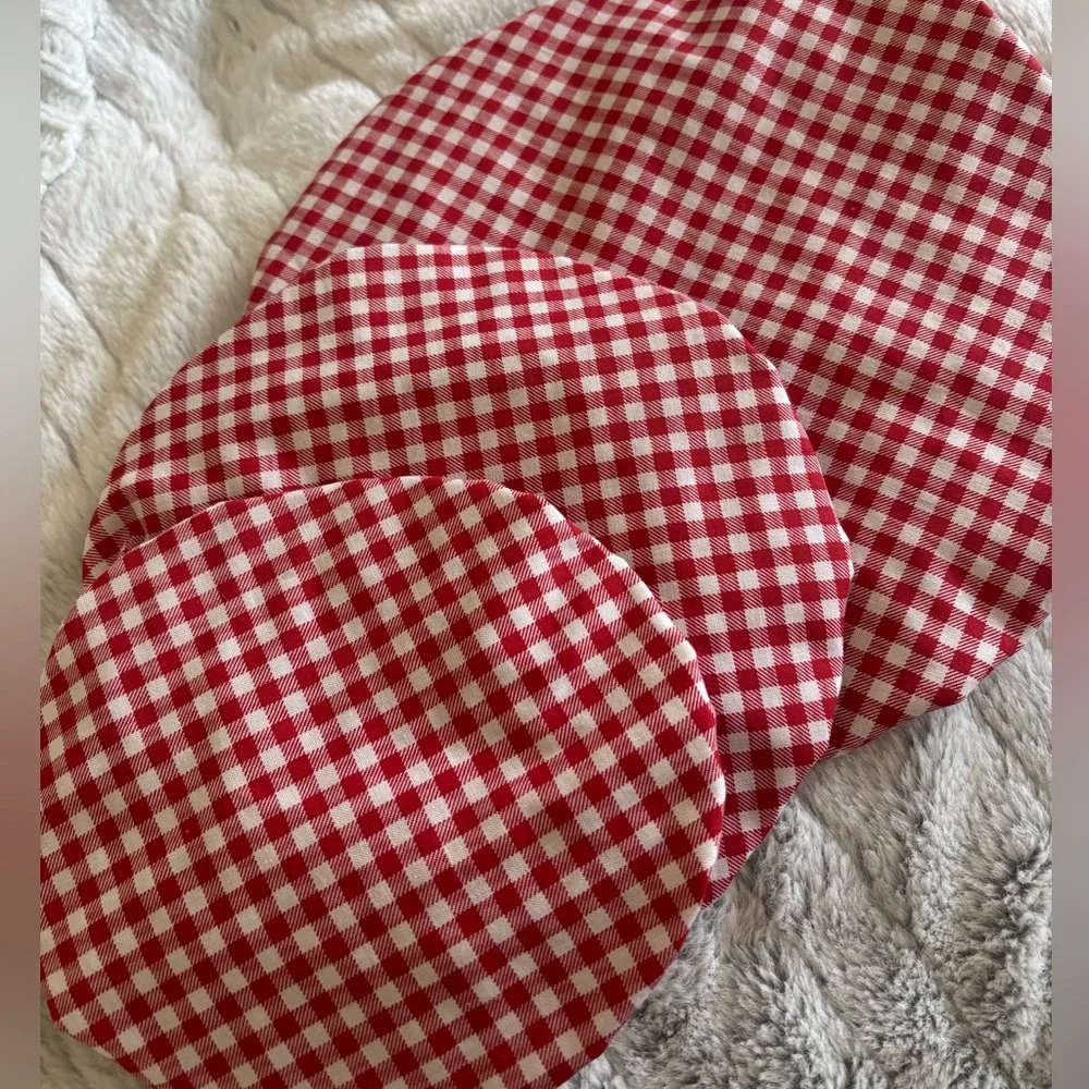 Rustic Farmhouse Red Gingham 3 Bowl Covers Doughrise Cover Linens Set Final Sale
